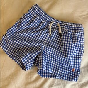 Polo by Ralph Lauren Blue and White Gingham Swim Trunks